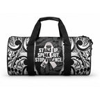 White Ribbon Day New Zealand Duffle Bag Respect Women Maori Pattern Black