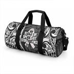 White Ribbon Day New Zealand Duffle Bag Respect Women Maori Pattern Black