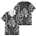 White Ribbon Day New Zealand Family Matching Off The Shoulder Long Sleeve Dress and Hawaiian Shirt Respect Women Maori Pattern Black