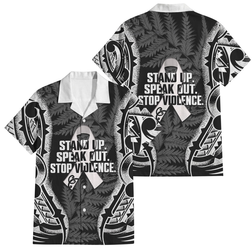 White Ribbon Day New Zealand Family Matching Summer Maxi Dress and Hawaiian Shirt Respect Women Maori Pattern Black