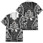 White Ribbon Day New Zealand Family Matching Tank Maxi Dress and Hawaiian Shirt Respect Women Maori Pattern Black