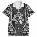 White Ribbon Day New Zealand Hawaiian Shirt Respect Women Maori Pattern Black