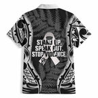 White Ribbon Day New Zealand Hawaiian Shirt Respect Women Maori Pattern Black