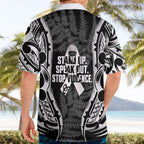 White Ribbon Day New Zealand Hawaiian Shirt Respect Women Maori Pattern Black