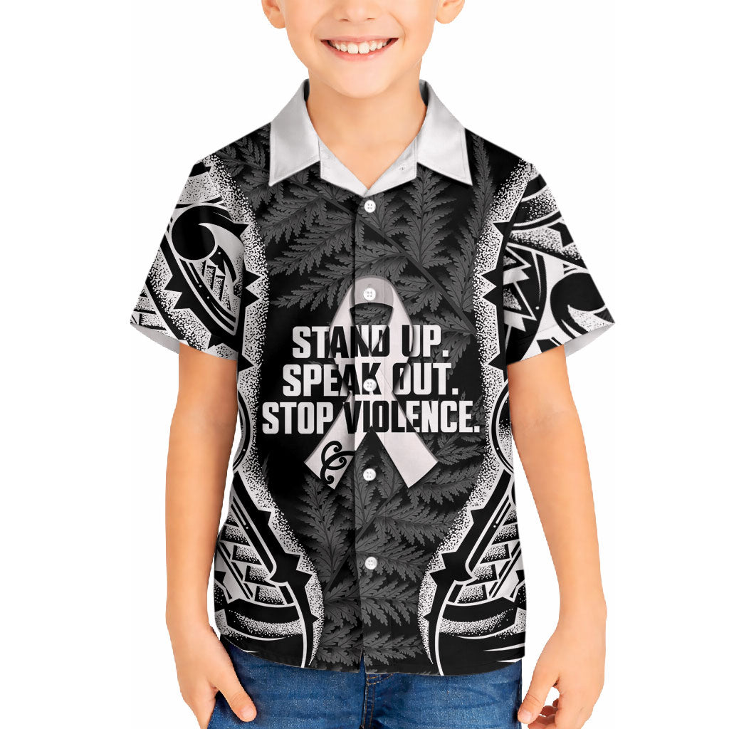 White Ribbon Day New Zealand Hawaiian Shirt Respect Women Maori Pattern Black