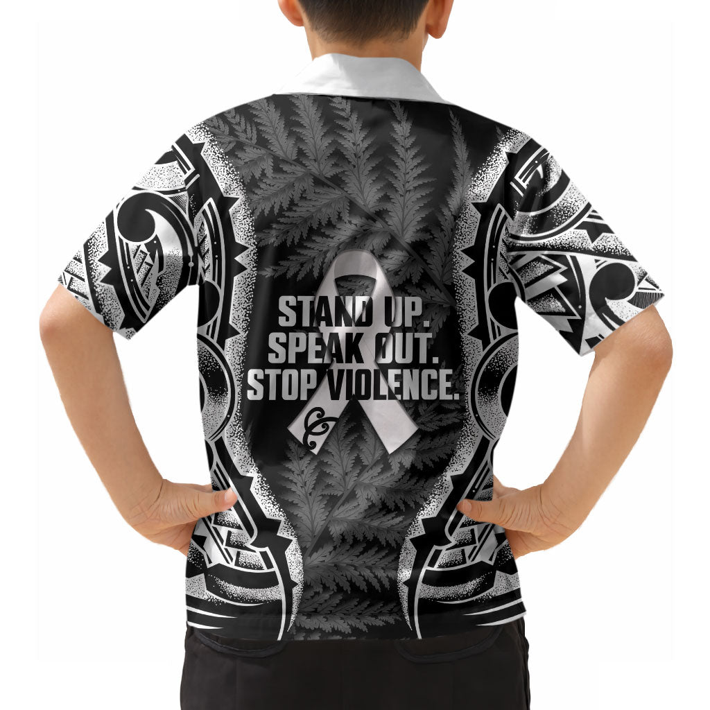 White Ribbon Day New Zealand Hawaiian Shirt Respect Women Maori Pattern Black