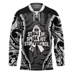 White Ribbon Day New Zealand Hockey Jersey Respect Women Maori Pattern Black