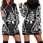 White Ribbon Day New Zealand Hoodie Dress Respect Women Maori Pattern Black
