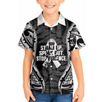 White Ribbon Day New Zealand Kid Hawaiian Shirt Respect Women Maori Pattern Black