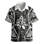 White Ribbon Day New Zealand Kid Hawaiian Shirt Respect Women Maori Pattern Black
