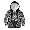 White Ribbon Day New Zealand Kid Hoodie Respect Women Maori Pattern Black