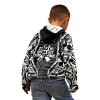 White Ribbon Day New Zealand Kid Hoodie Respect Women Maori Pattern Black