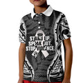 White Ribbon Day New Zealand Kid Polo Shirt Respect Women Maori Pattern Black