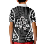 White Ribbon Day New Zealand Kid Polo Shirt Respect Women Maori Pattern Black