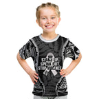 White Ribbon Day New Zealand Kid T Shirt Respect Women Maori Pattern Black