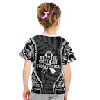 White Ribbon Day New Zealand Kid T Shirt Respect Women Maori Pattern Black
