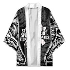 White Ribbon Day New Zealand Kimono Respect Women Maori Pattern Black