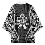 White Ribbon Day New Zealand Kimono Respect Women Maori Pattern Black