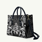 White Ribbon Day New Zealand Leather Bag Respect Women Maori Pattern Black