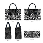 White Ribbon Day New Zealand Leather Bag Respect Women Maori Pattern Black