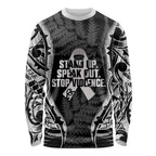 White Ribbon Day New Zealand Long Sleeve Shirt Respect Women Maori Pattern Black