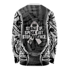White Ribbon Day New Zealand Long Sleeve Shirt Respect Women Maori Pattern Black