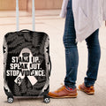 White Ribbon Day New Zealand Luggage Cover Respect Women Maori Pattern Black