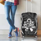 White Ribbon Day New Zealand Luggage Cover Respect Women Maori Pattern Black