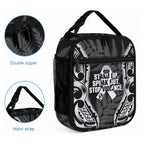 White Ribbon Day New Zealand Lunch Bag Respect Women Maori Pattern Black