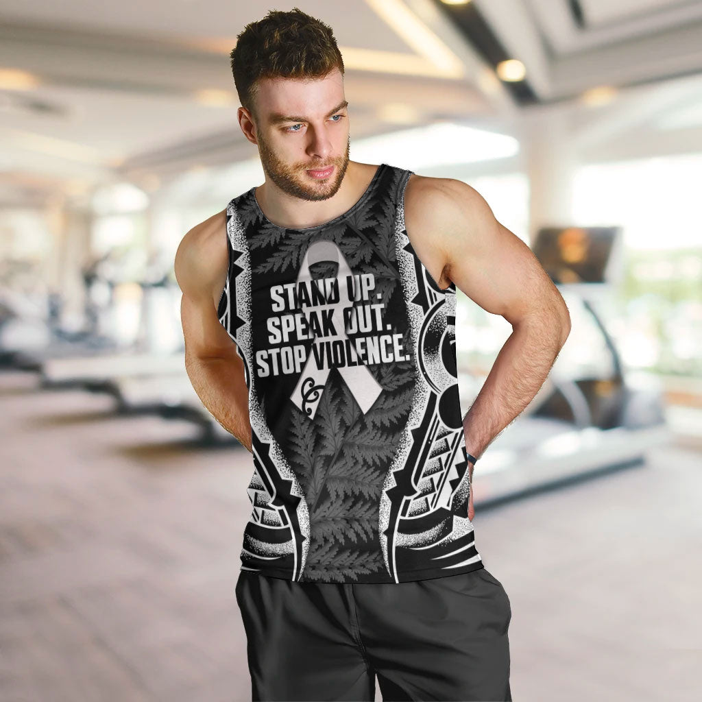 White Ribbon Day New Zealand Men Tank Top Respect Women Maori Pattern Black