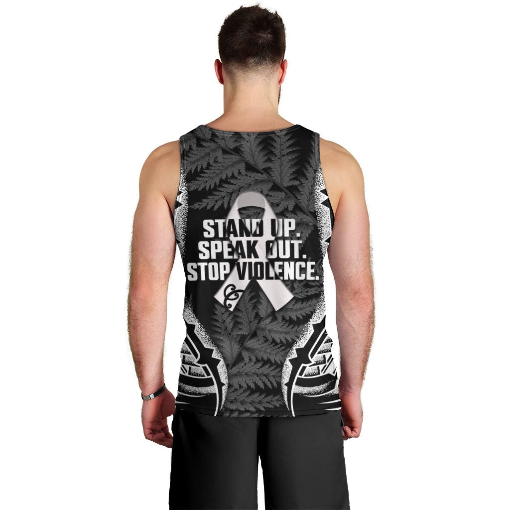 White Ribbon Day New Zealand Men Tank Top Respect Women Maori Pattern Black