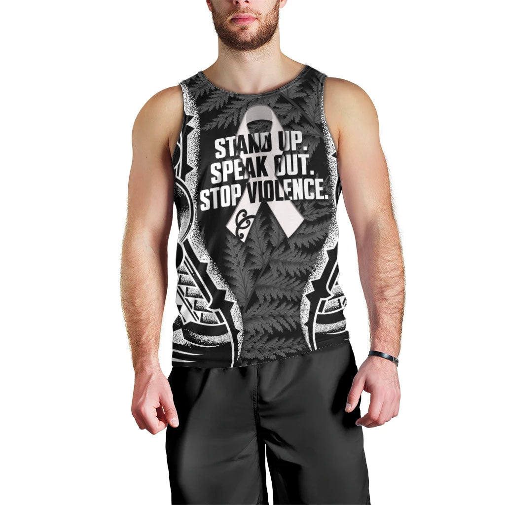 White Ribbon Day New Zealand Men Tank Top Respect Women Maori Pattern Black