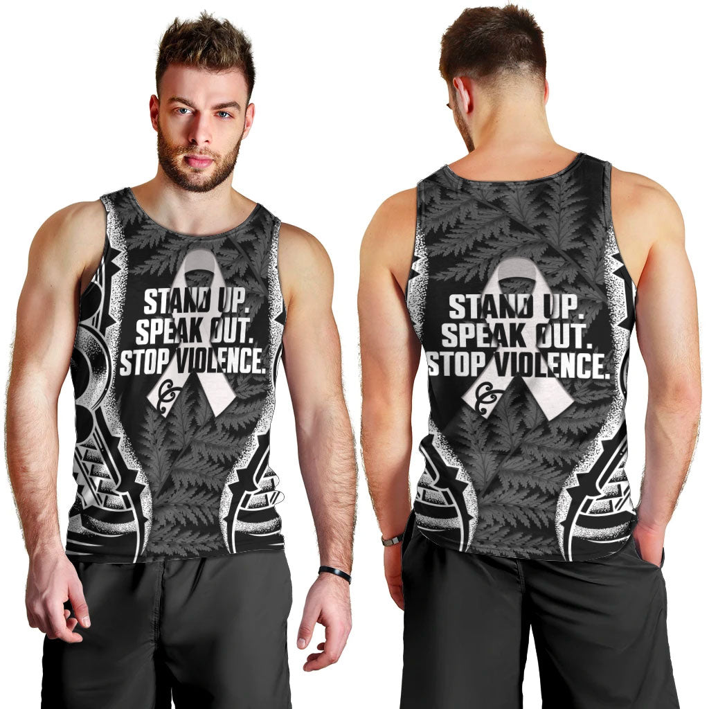 White Ribbon Day New Zealand Men Tank Top Respect Women Maori Pattern Black