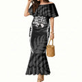 White Ribbon Day New Zealand Mermaid Dress Respect Women Maori Pattern Black