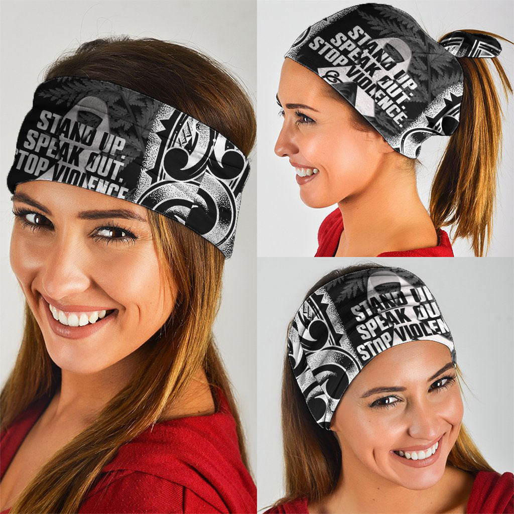 White Ribbon Day New Zealand Neck Gaiter Respect Women Maori Pattern Black