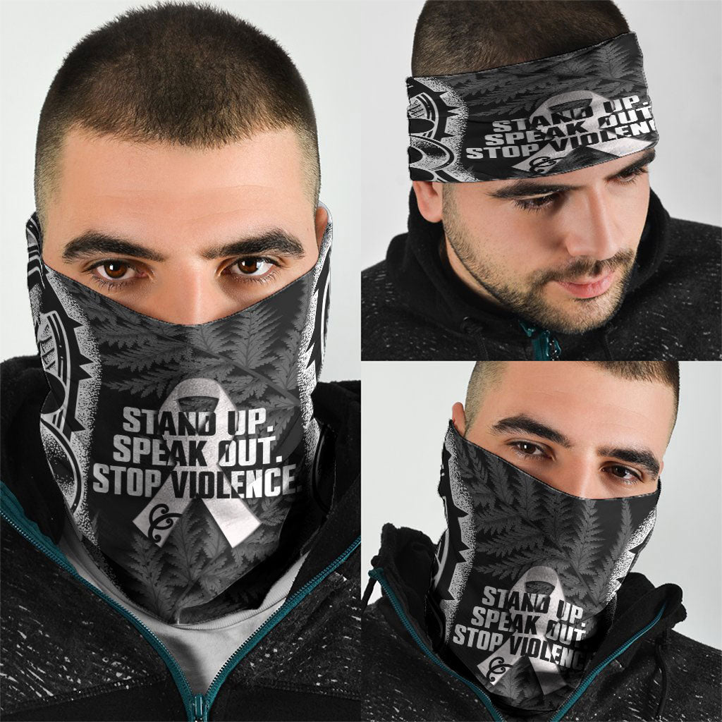 White Ribbon Day New Zealand Neck Gaiter Respect Women Maori Pattern Black