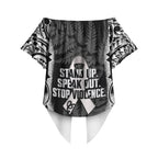White Ribbon Day New Zealand Off Shoulder Wrap Waist Top Respect Women Maori Pattern Black