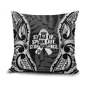 White Ribbon Day New Zealand Pillow Cover Respect Women Maori Pattern Black