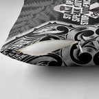 White Ribbon Day New Zealand Pillow Cover Respect Women Maori Pattern Black