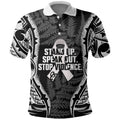 White Ribbon Day New Zealand Polo Shirt Respect Women Maori Pattern Black