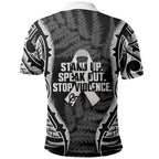 White Ribbon Day New Zealand Polo Shirt Respect Women Maori Pattern Black