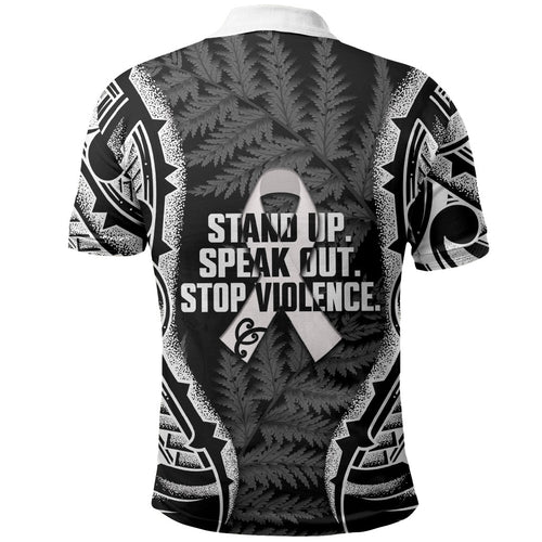 White Ribbon Day New Zealand Polo Shirt Respect Women Maori Pattern Black