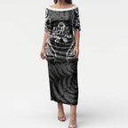 White Ribbon Day New Zealand Puletasi Respect Women Maori Pattern Black
