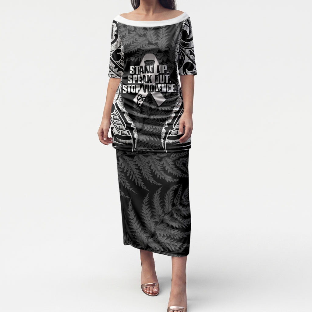 White Ribbon Day New Zealand Puletasi Respect Women Maori Pattern Black