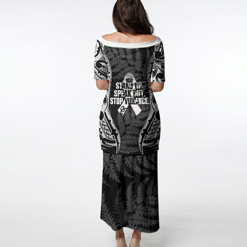White Ribbon Day New Zealand Puletasi Respect Women Maori Pattern Black