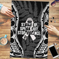 White Ribbon Day New Zealand Puzzle Respect Women Maori Pattern Black