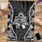 White Ribbon Day New Zealand Puzzle Respect Women Maori Pattern Black
