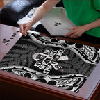 White Ribbon Day New Zealand Puzzle Respect Women Maori Pattern Black