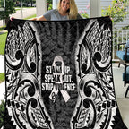White Ribbon Day New Zealand Quilt Respect Women Maori Pattern Black