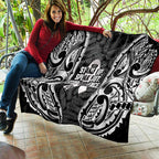 White Ribbon Day New Zealand Quilt Respect Women Maori Pattern Black